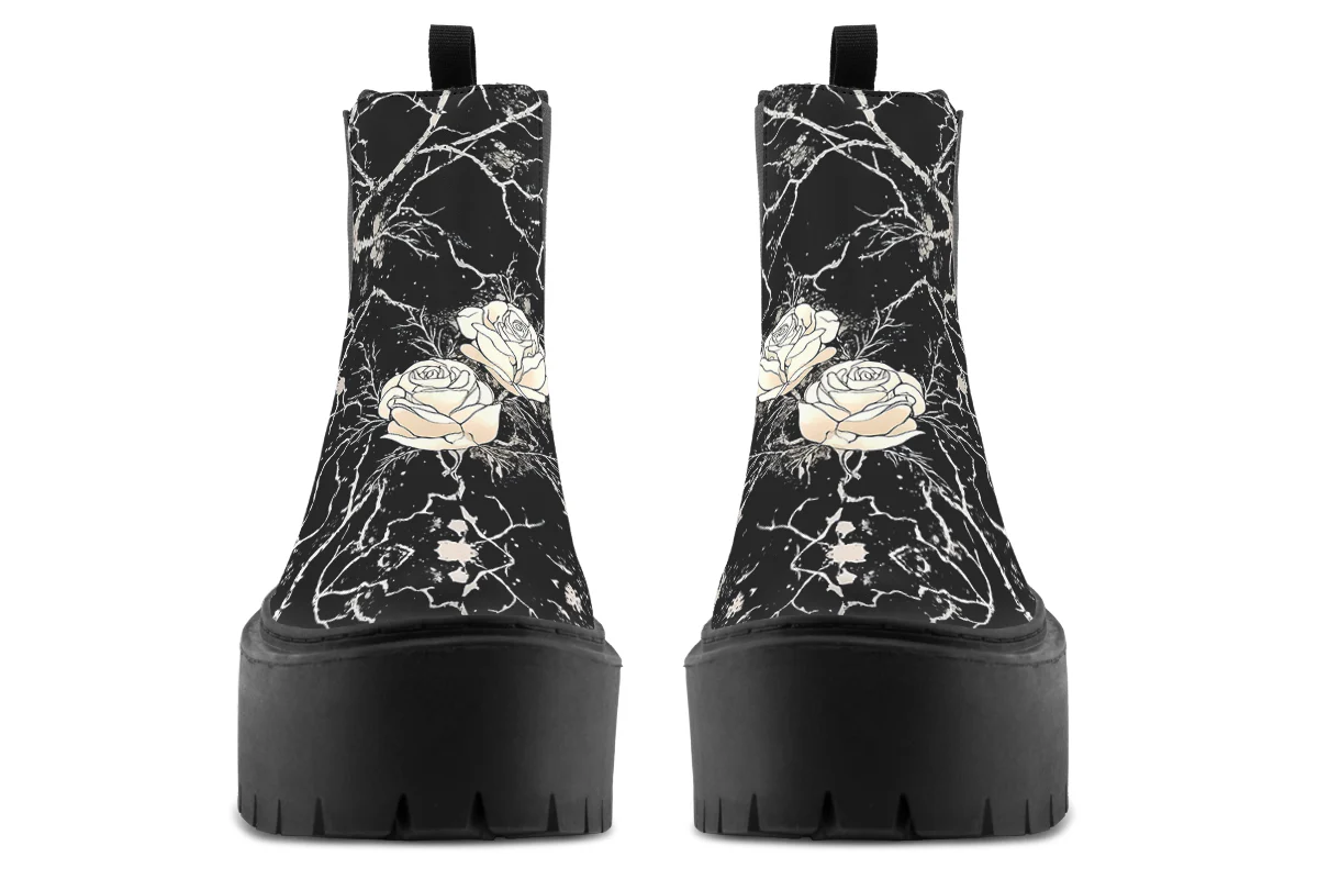 Ivory Kintsugi Rose Platform Chelsea Boots - Image 7
