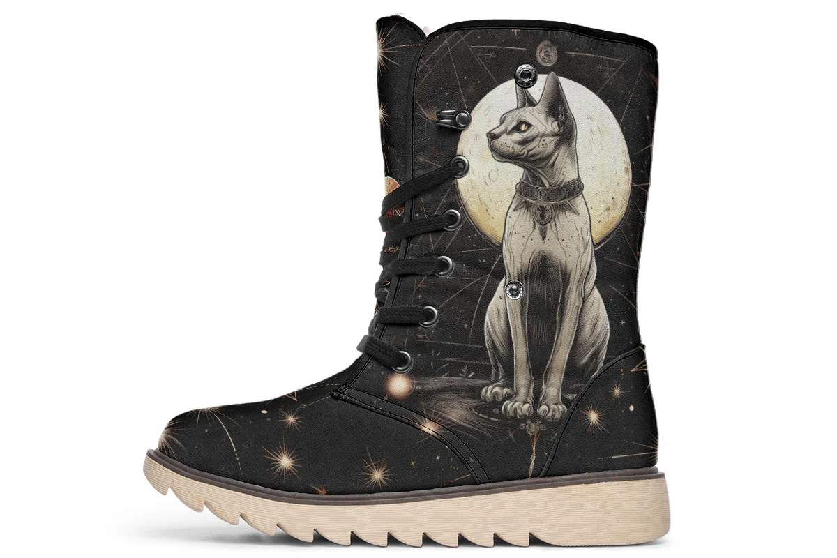 Lunar Sphynx Cat Fold Over Winter Boots