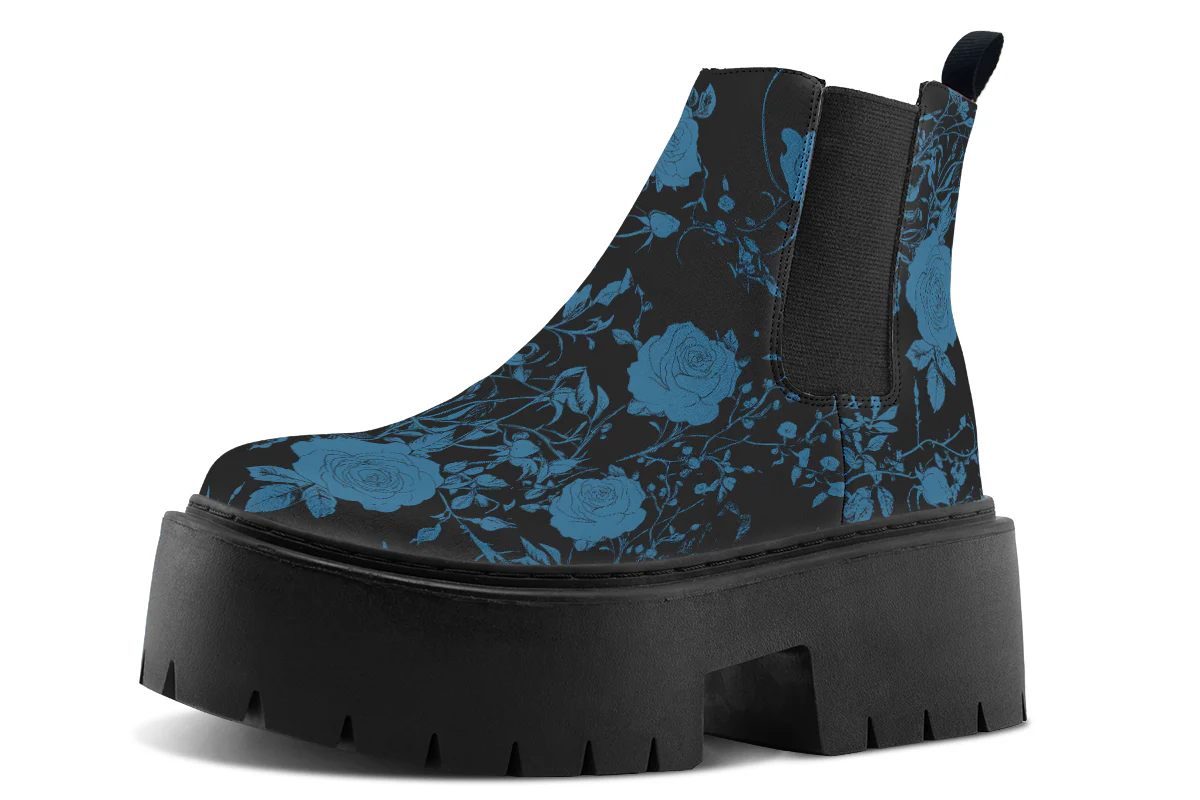 Midnight Rose Romance Platform Chelsea Boots - Image 3