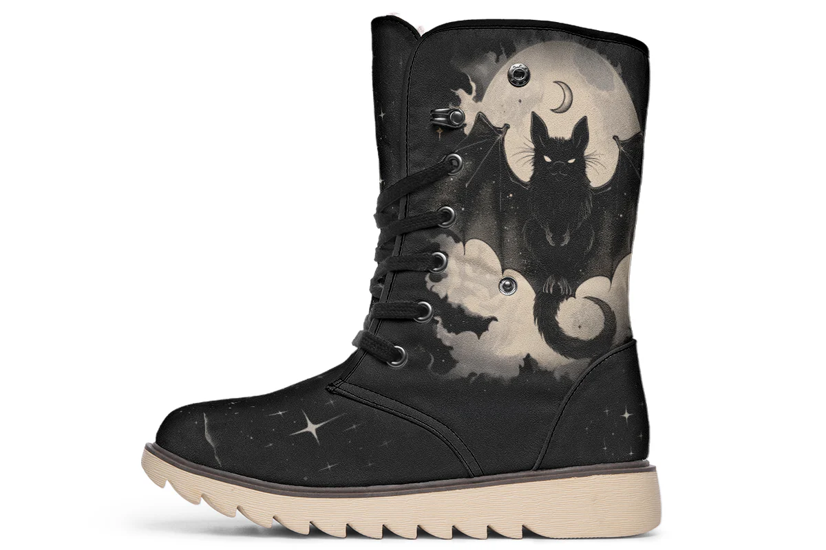Moonlit Bat Fold Over Winter Boots