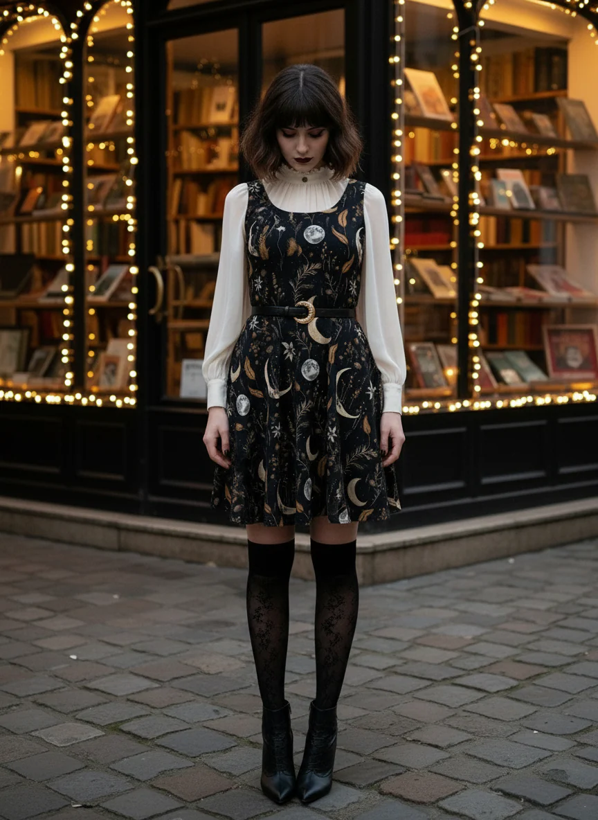 Moonlit Botanica Skater Dress - Image 3