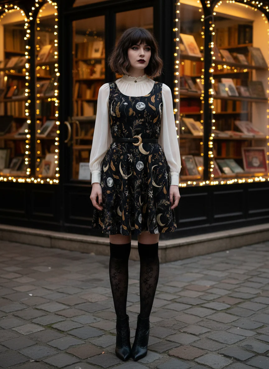 Moonlit Botanica Skater Dress - Image 6