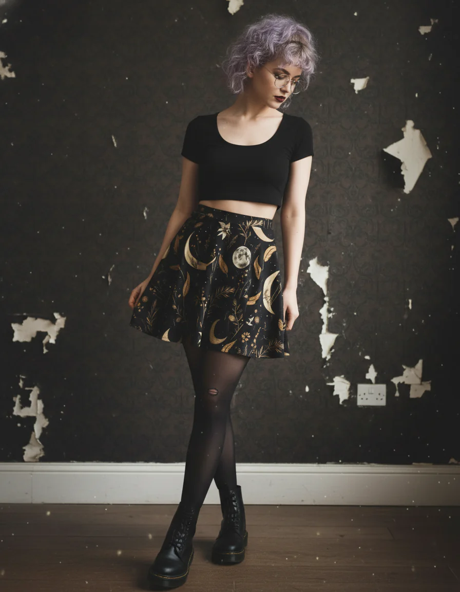 Moonlit Botanica Skater Skirt - Image 4