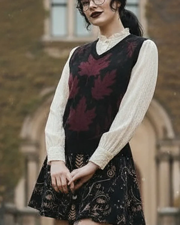 Oxblood Autumnalis Knitted Vest - Image 5