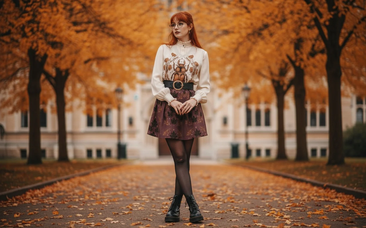 Oxblood Autumnalis Skater Skirt - Image 7