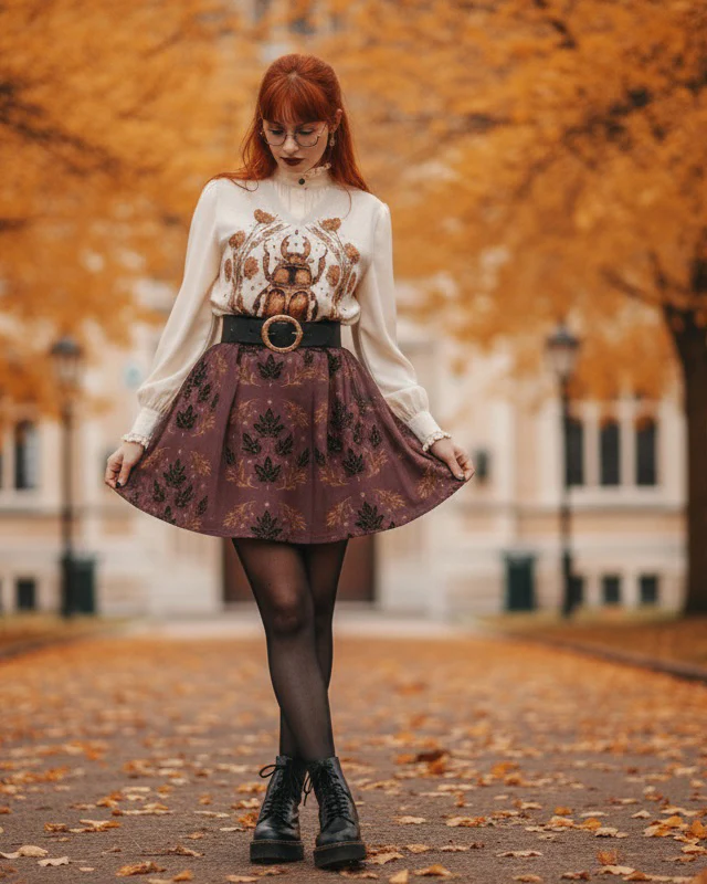 Oxblood Autumnalis Skater Skirt - Image 9