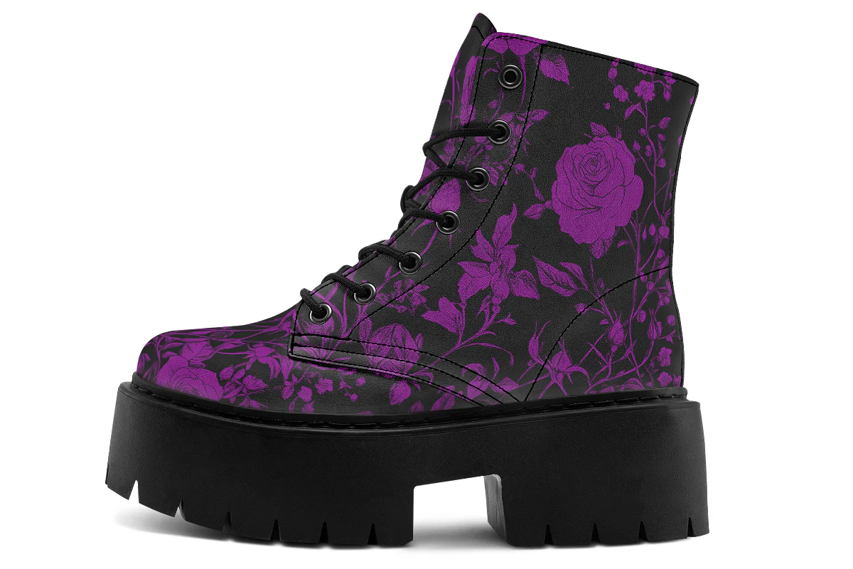 Purple Rose Romance Platform Boots