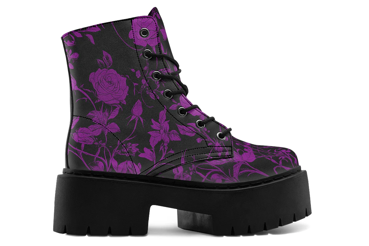 Purple Rose Romance Platform Boots - Image 3