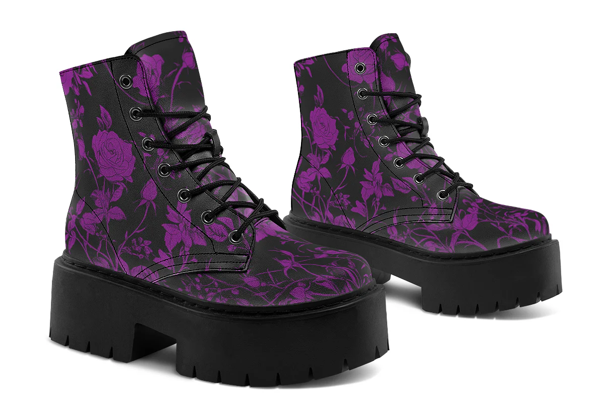 Purple Rose Romance Platform Boots - Image 4