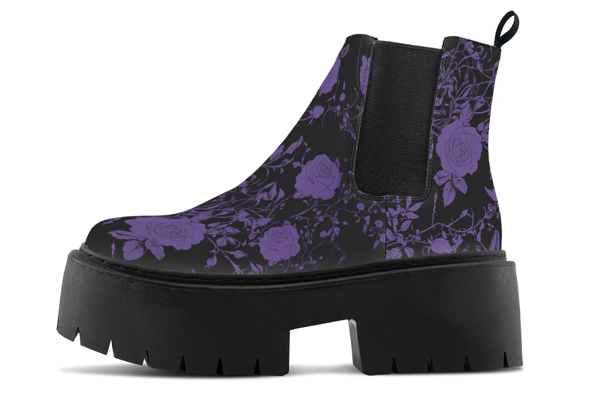 Purple Rose Romance Platform Chelsea Boots