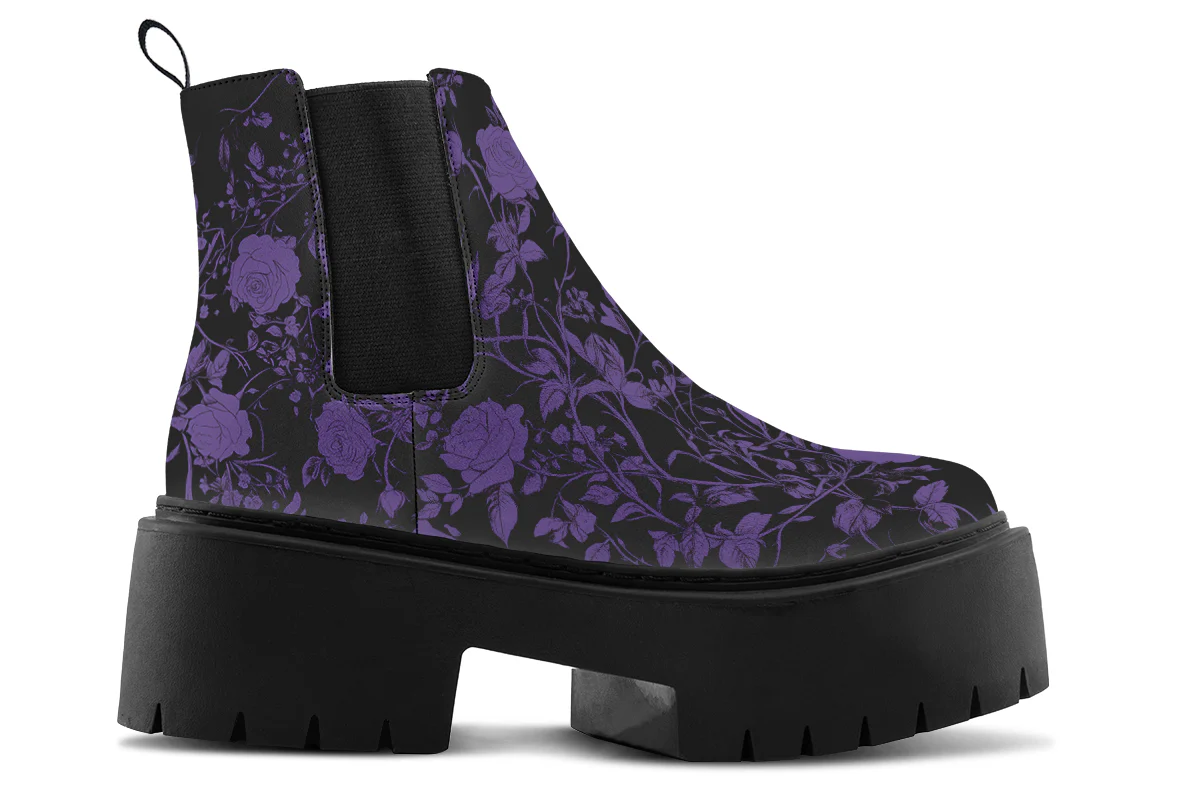 Purple Rose Romance Platform Chelsea Boots - Image 2