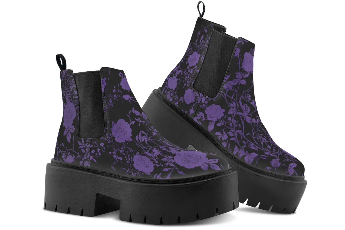 Purple Rose Romance Platform Chelsea Boots - Image 4