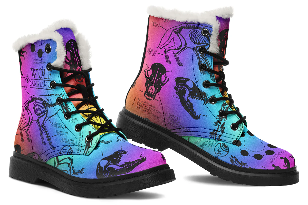Rainbow Wolf Study Winter Boots - Image 5