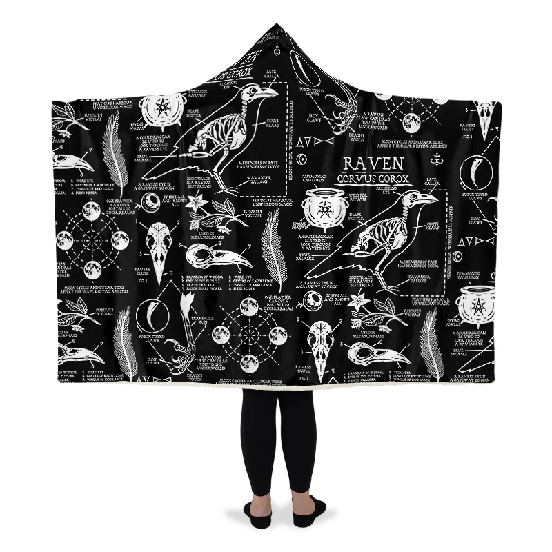 Raven Study Hooded Blanket - Image 5