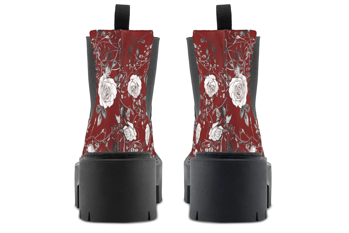 Red Rose Romance Platform Chelsea Boots - Image 6