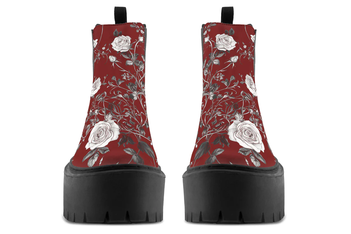 Red Rose Romance Platform Chelsea Boots - Image 7