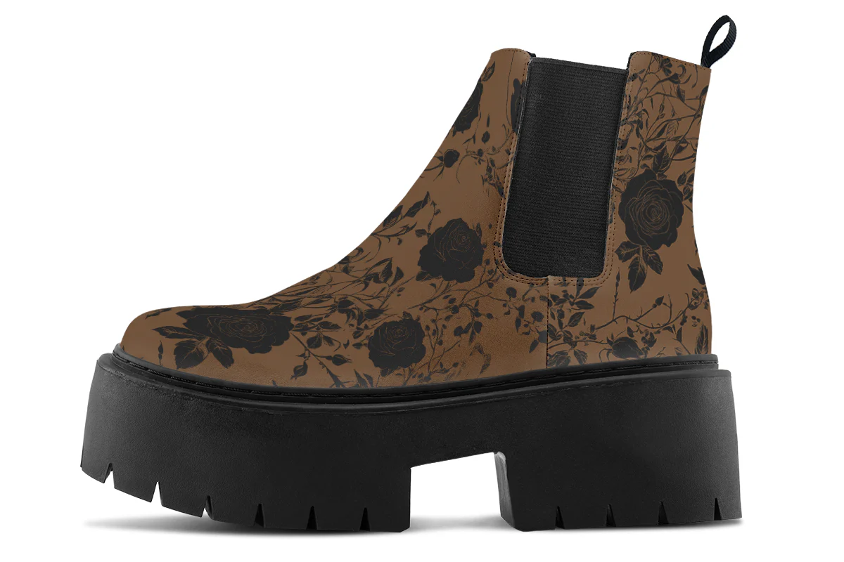 Sepia Rose Romance Platform Chelsea Boots