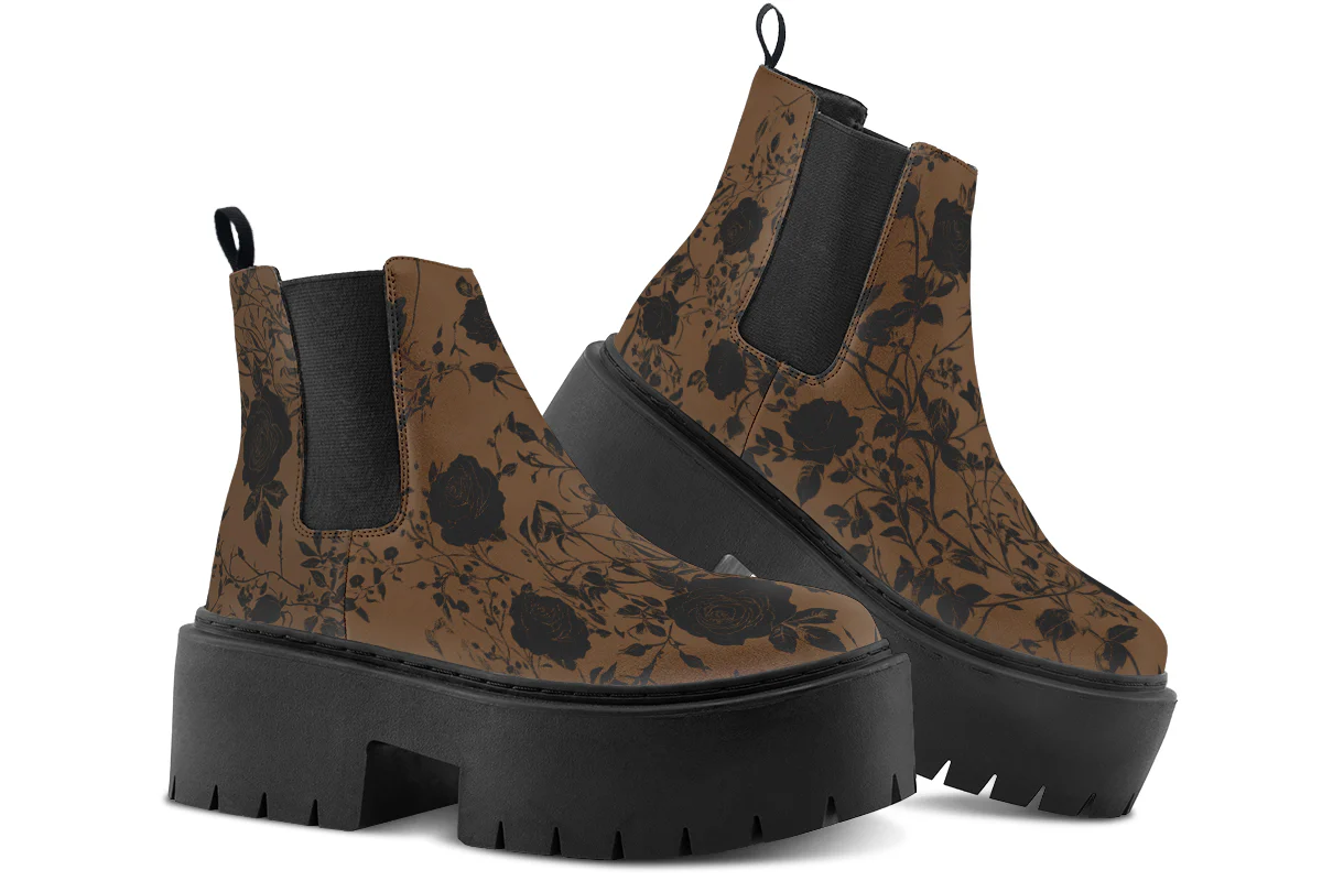 Sepia Rose Romance Platform Chelsea Boots - Image 4