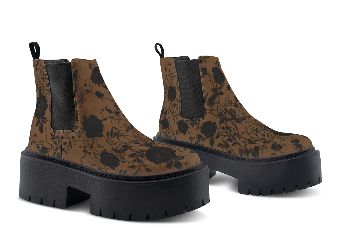 Sepia Rose Romance Platform Chelsea Boots - Image 5