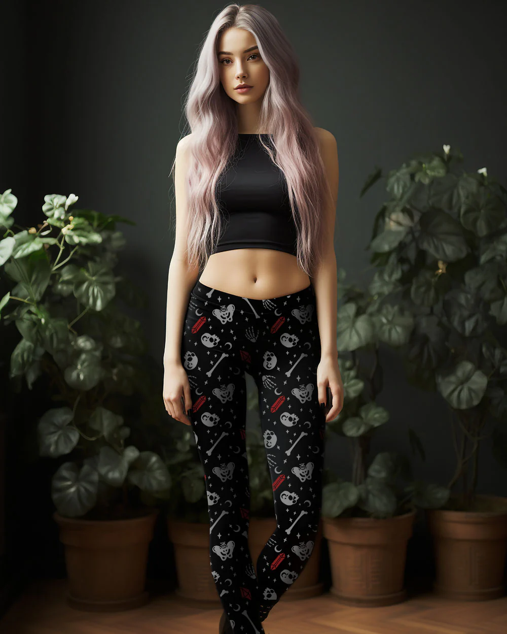 Skulls & Crystals Yoga Leggings - Image 3