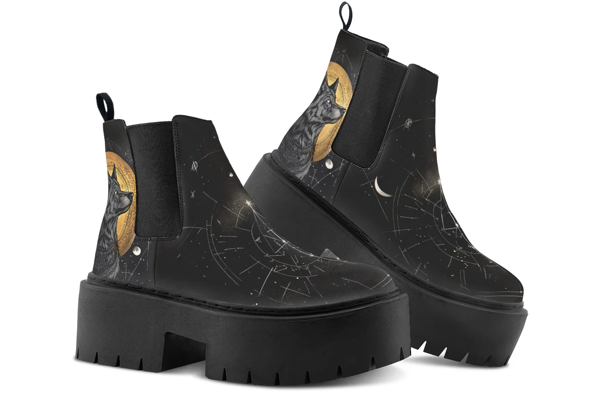 Starlit Wolf Platform Chelsea Boots - Image 4