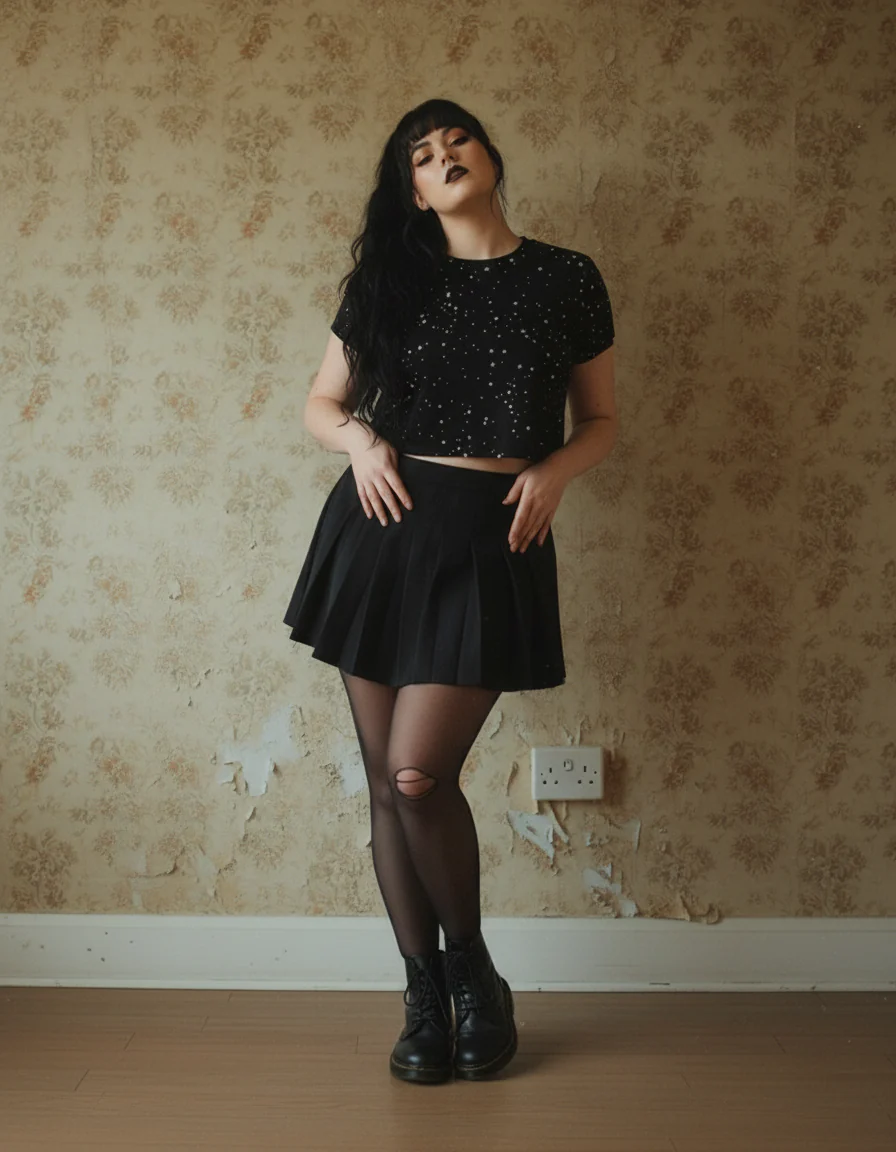 Starry Night Short Sleeve Crop Top - Image 11