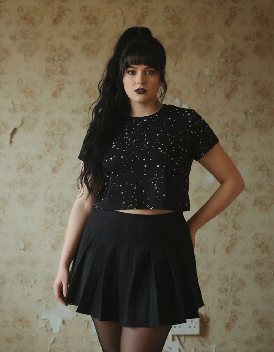Starry Night Short Sleeve Crop Top - Image 12