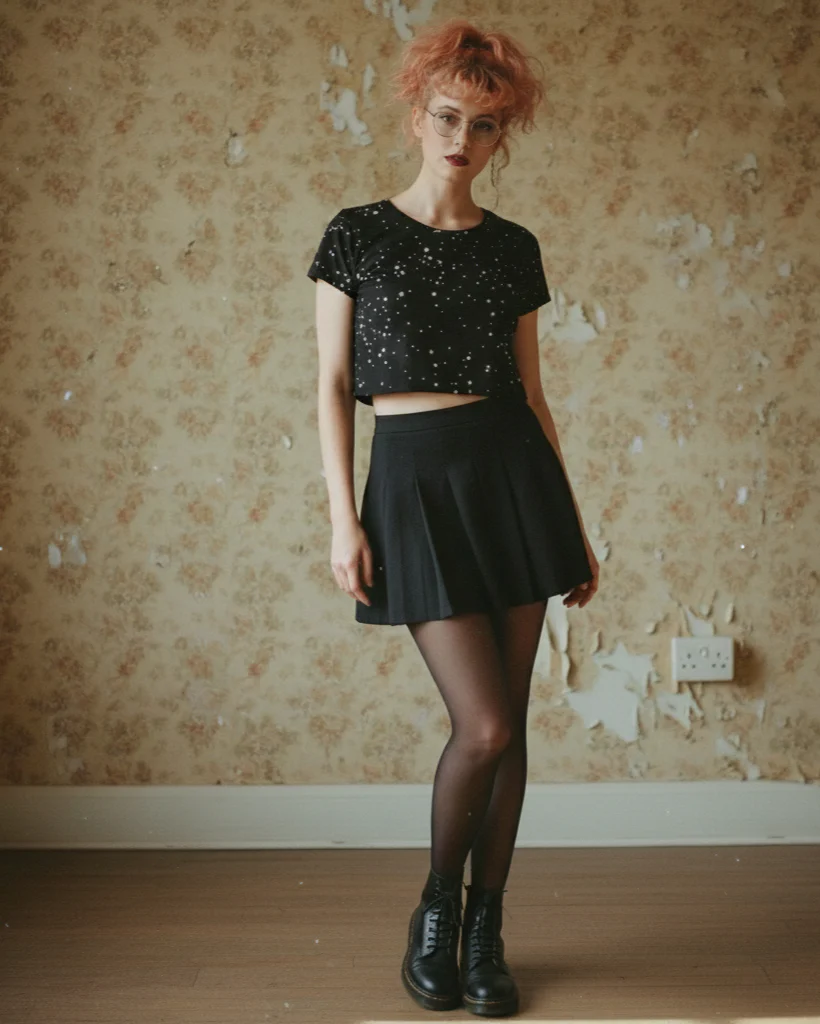 Starry Night Short Sleeve Crop Top - Image 3