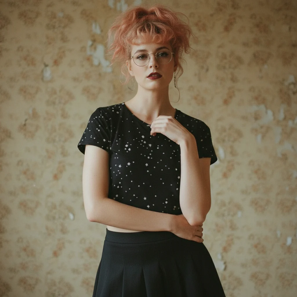Starry Night Short Sleeve Crop Top - Image 6