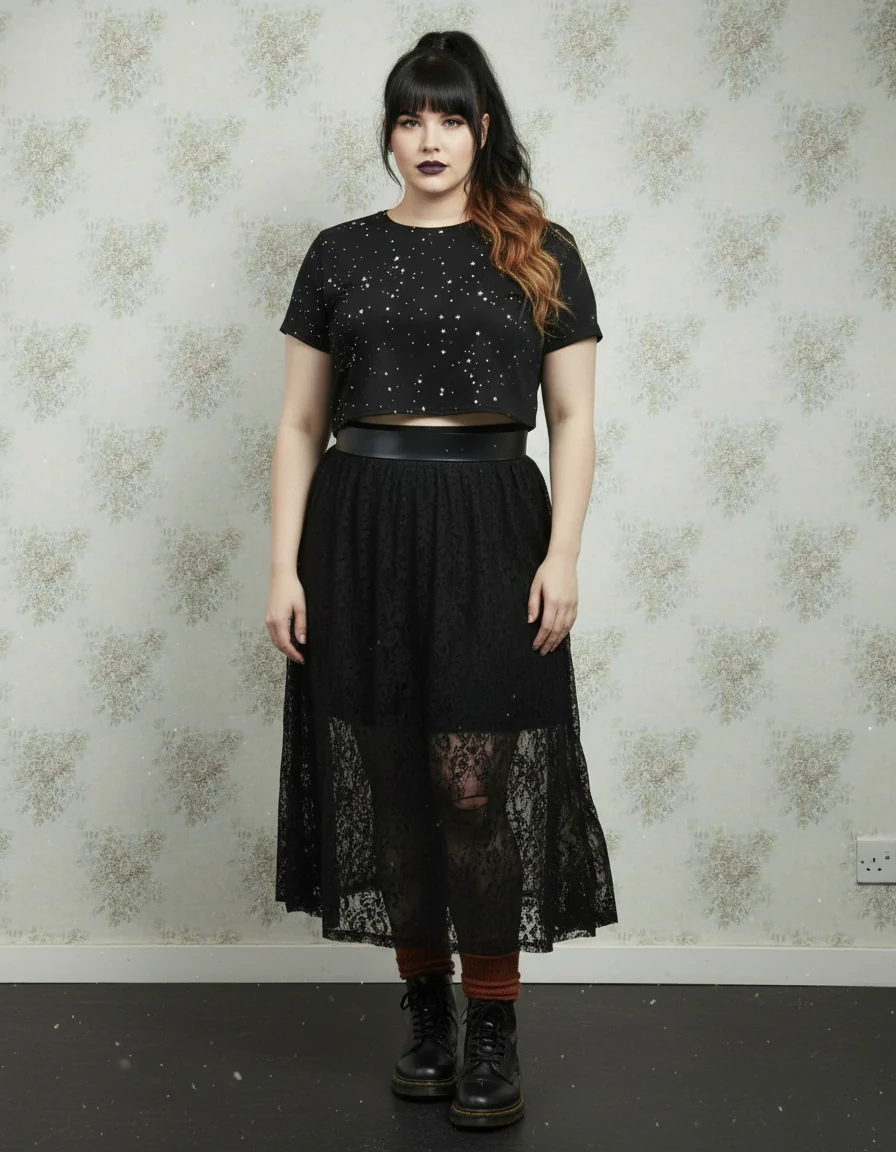 Starry Night Short Sleeve Crop Top - Image 9