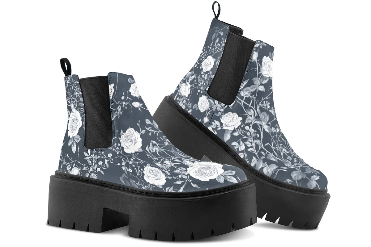 Steel Rose Romance Platform Chelsea Boots - Image 4