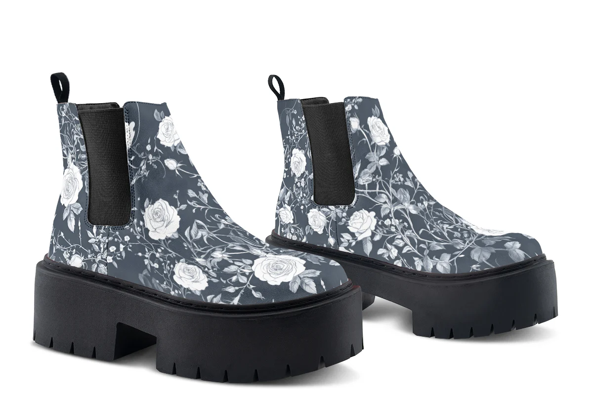 Steel Rose Romance Platform Chelsea Boots - Image 5