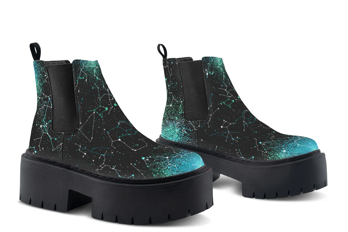 Teal Aurora Platform Chelsea Boots - Image 5