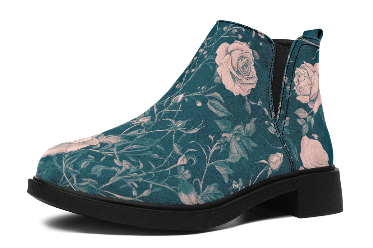 Teal Rose Romance Chelsea Boots - Image 2