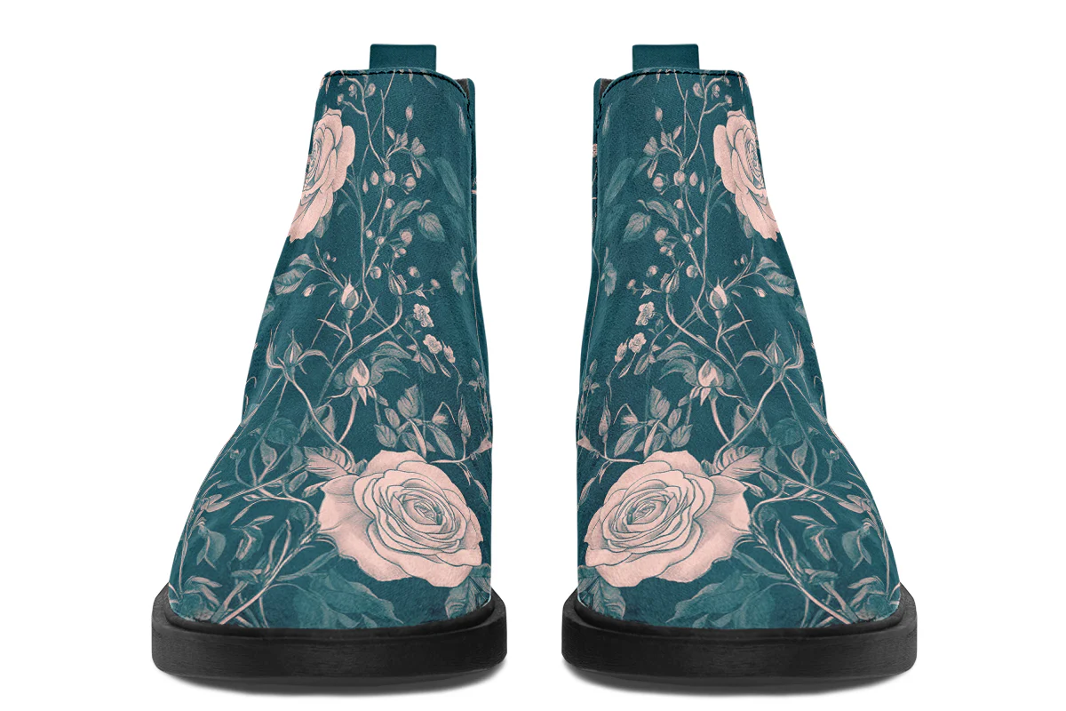 Teal Rose Romance Chelsea Boots - Image 4