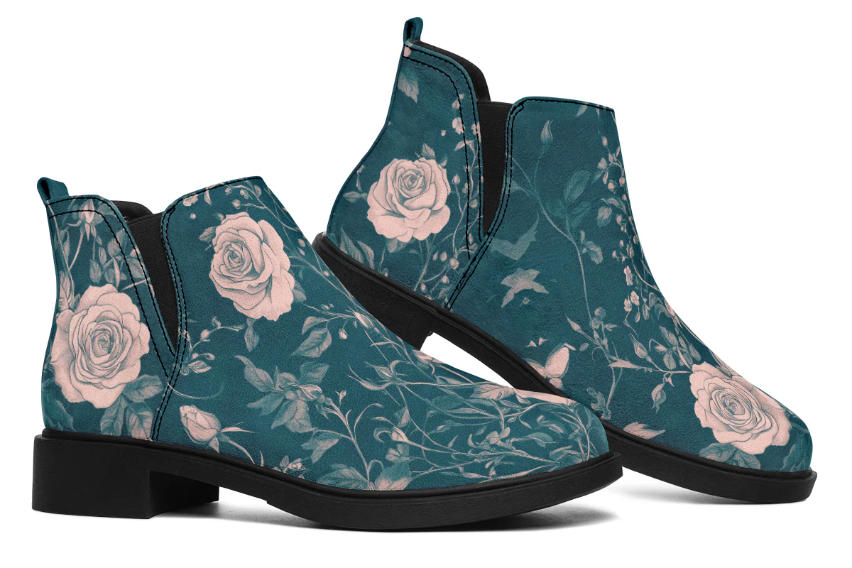 Teal Rose Romance Chelsea Boots - Image 7