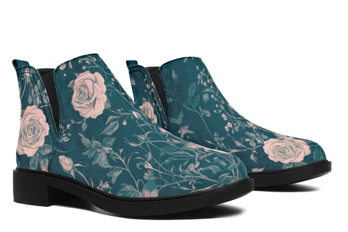 Teal Rose Romance Chelsea Boots - Image 8