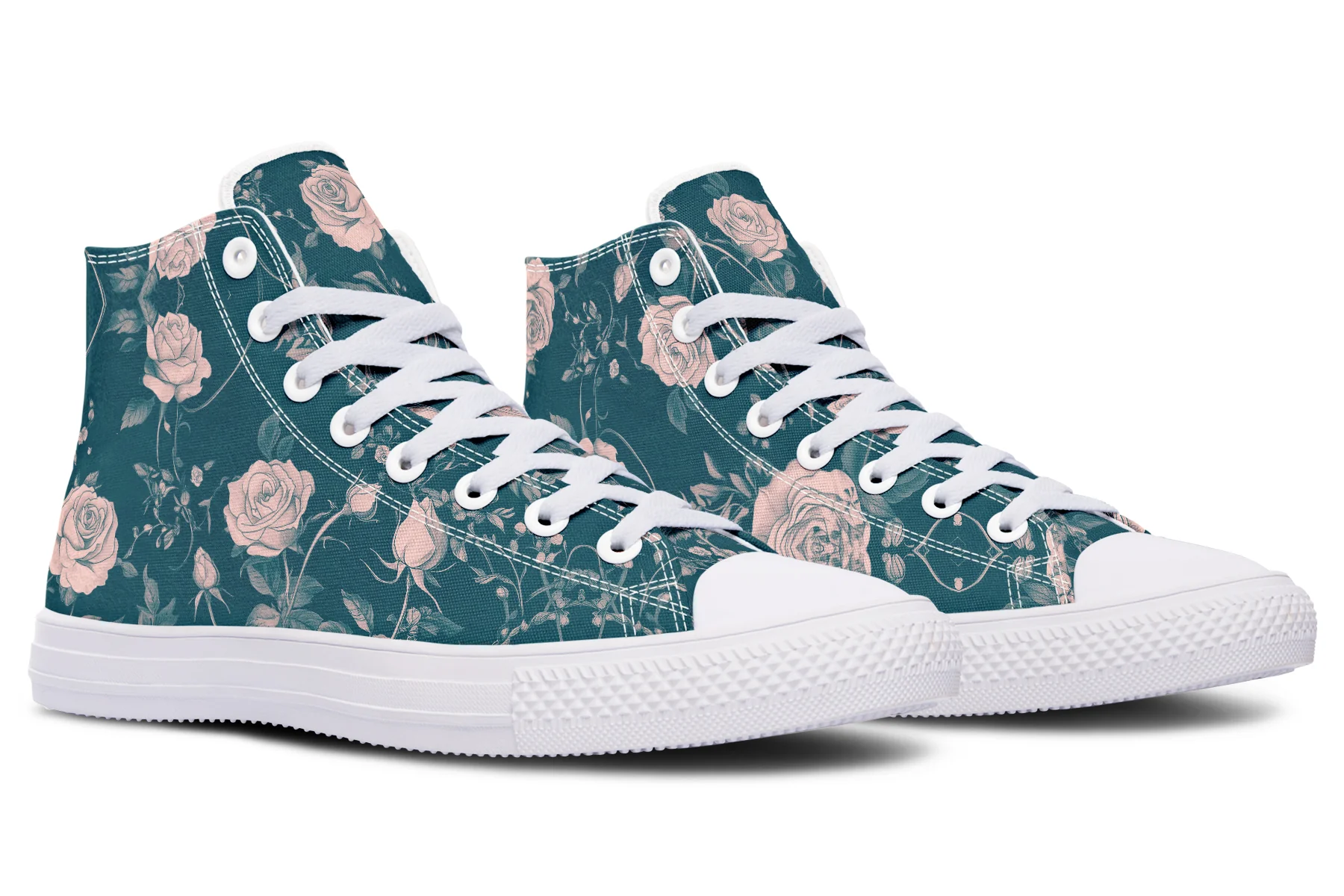 Teal Rose Romance High Tops - Image 13