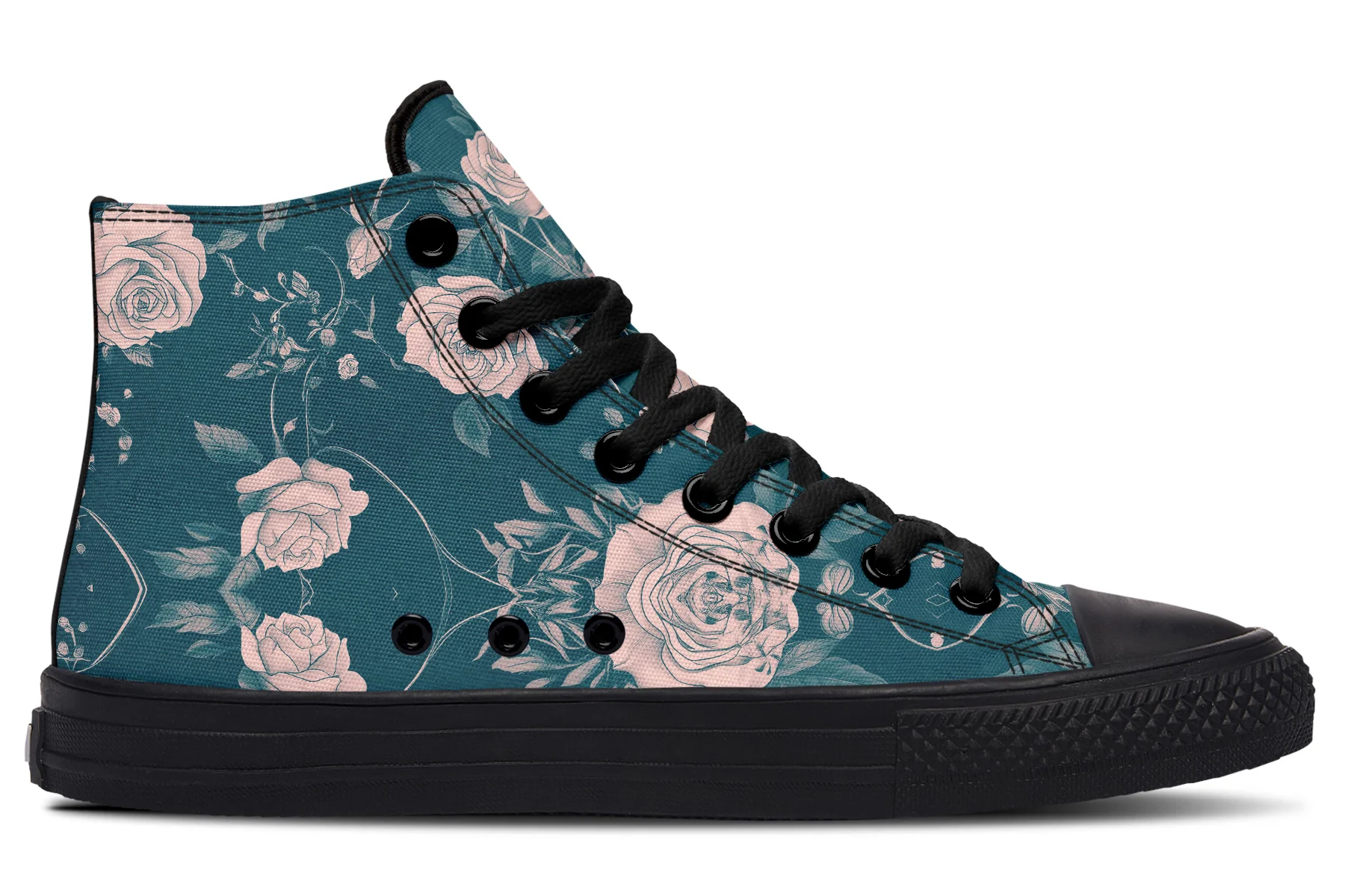 Teal Rose Romance High Tops - Image 3