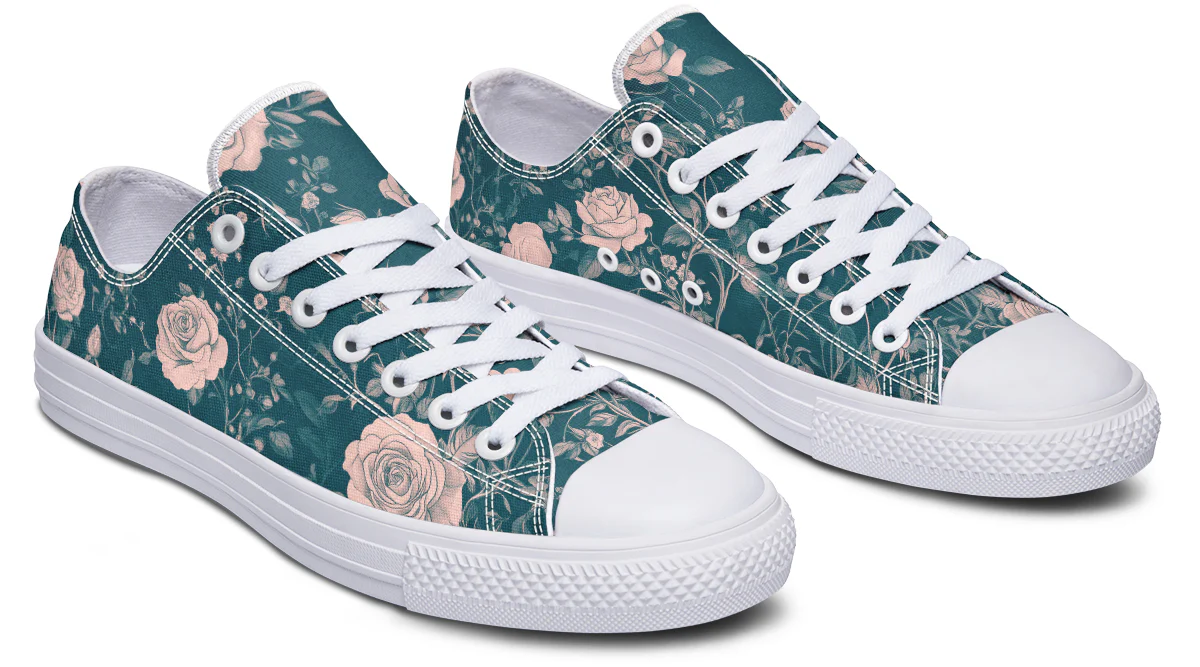 Teal Rose Romance Low Tops - Image 14