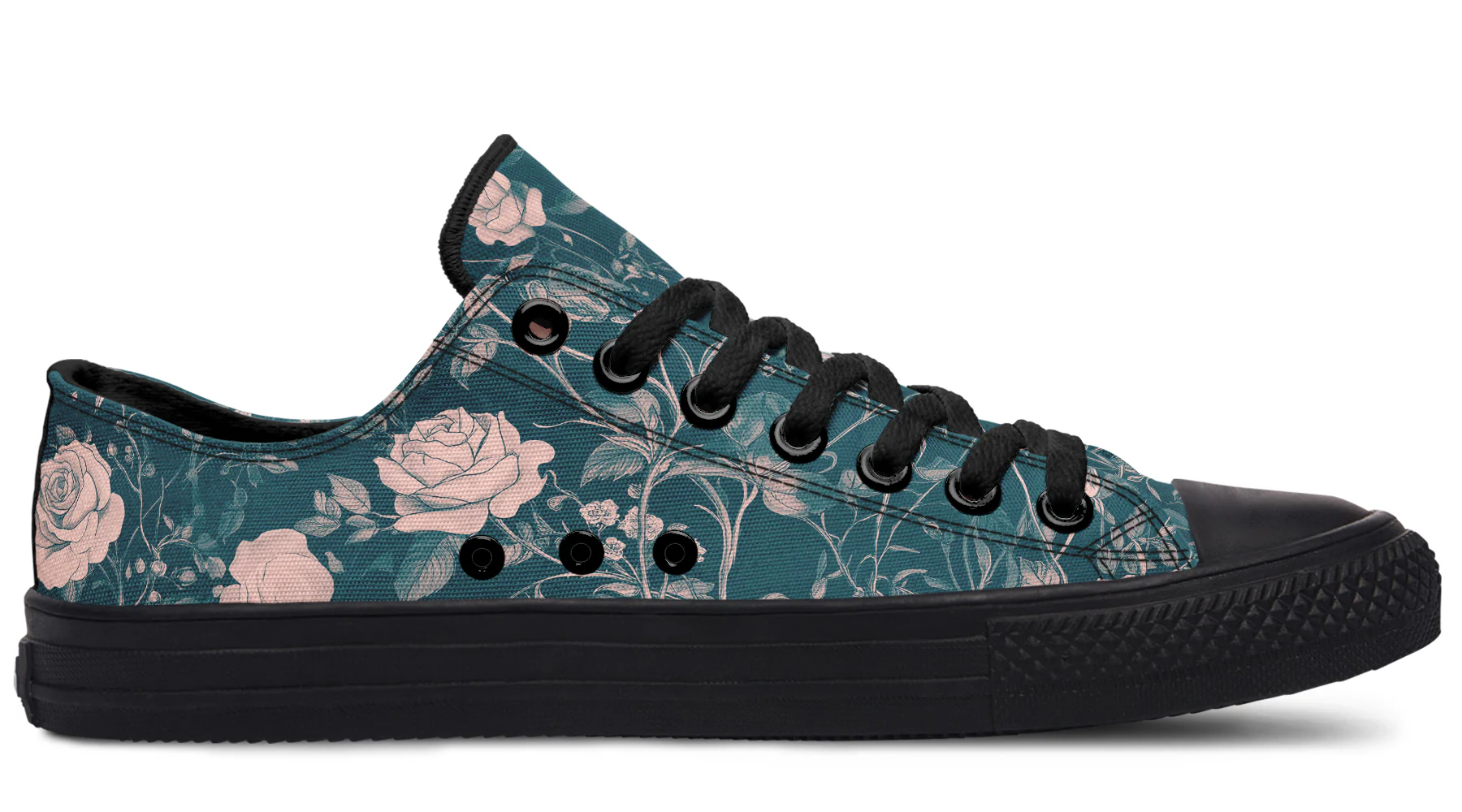 Teal Rose Romance Low Tops - Image 3