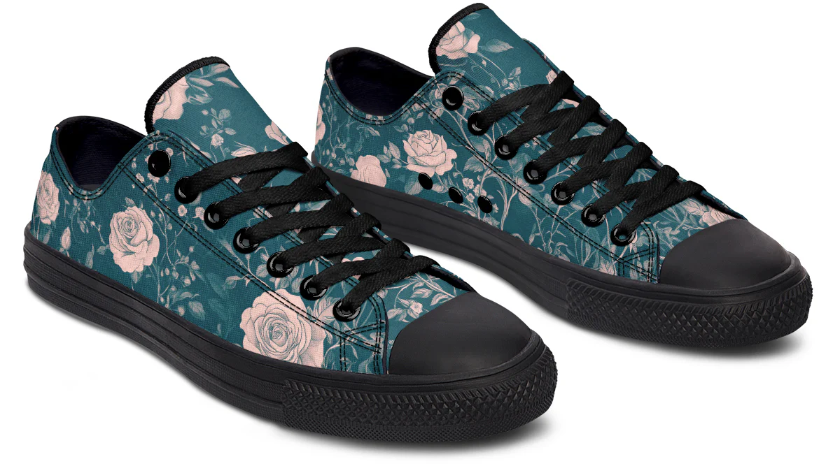 Teal Rose Romance Low Tops - Image 5