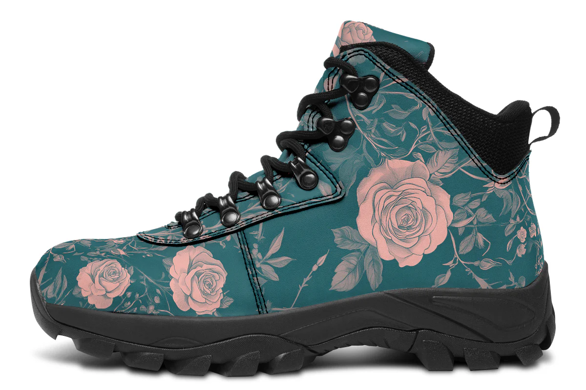 Teal Rose Romance Outdoor Boots