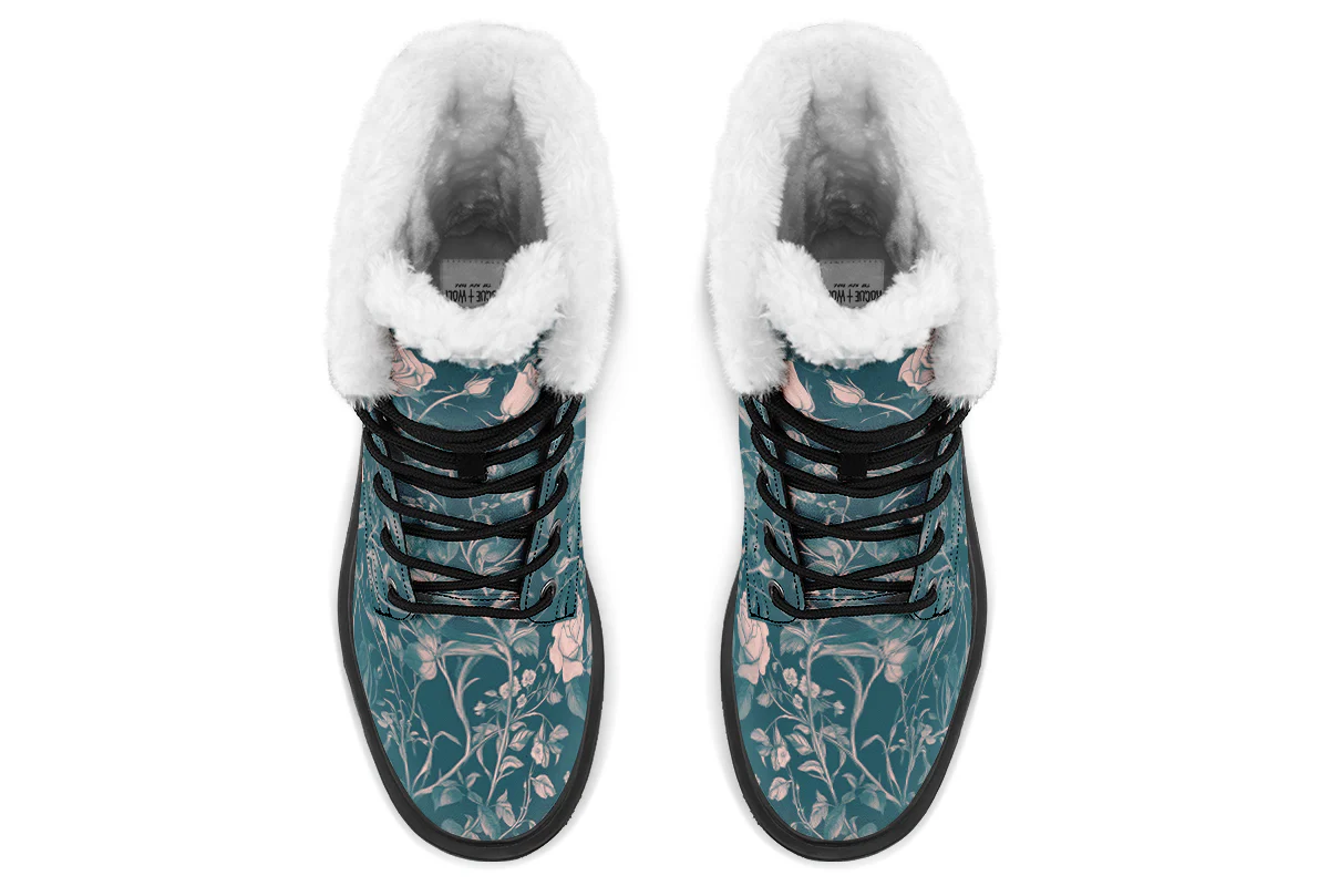 Teal Rose Romance Platform Winter Boots - Image 8