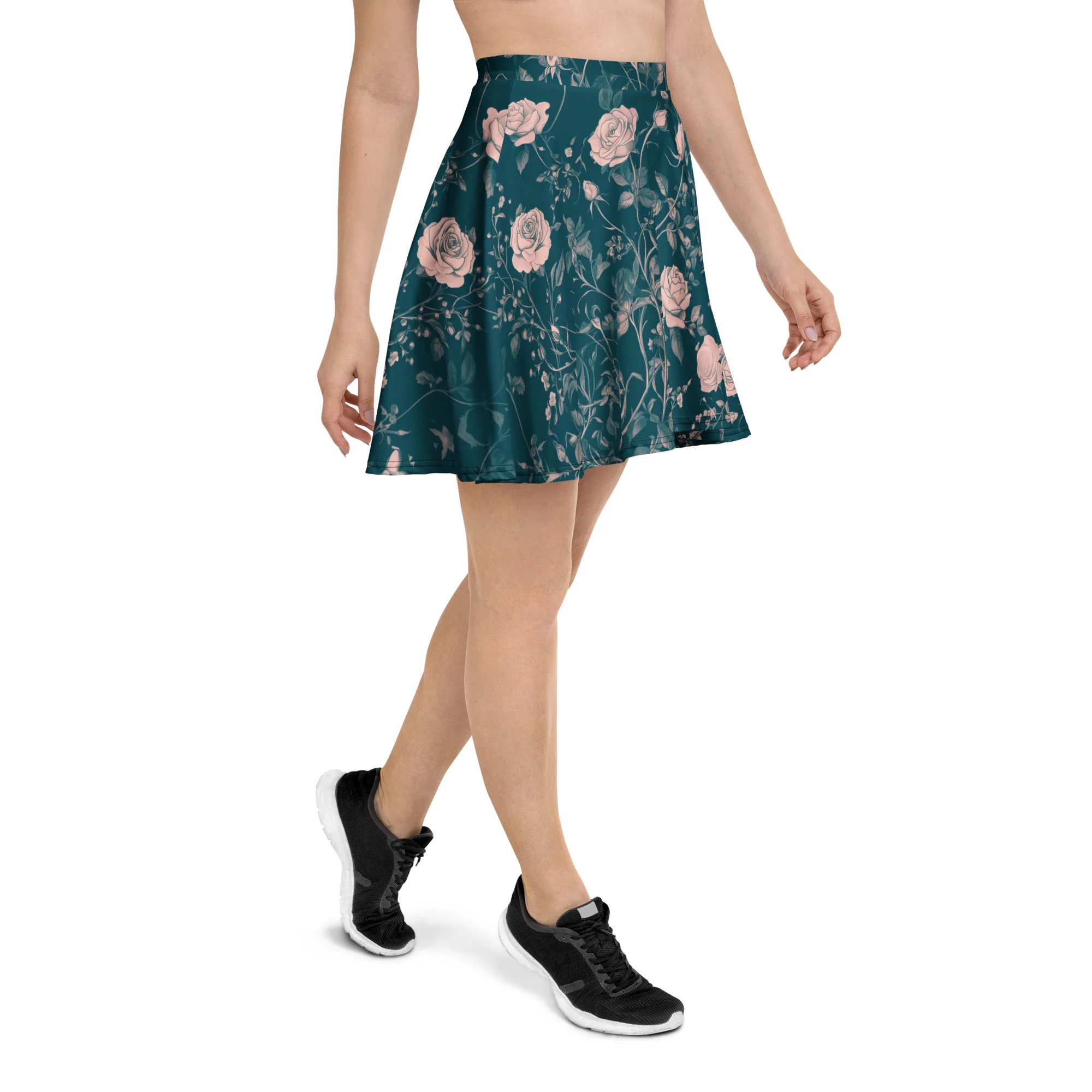 Teal Rose Romance Skater Skirt - Image 2
