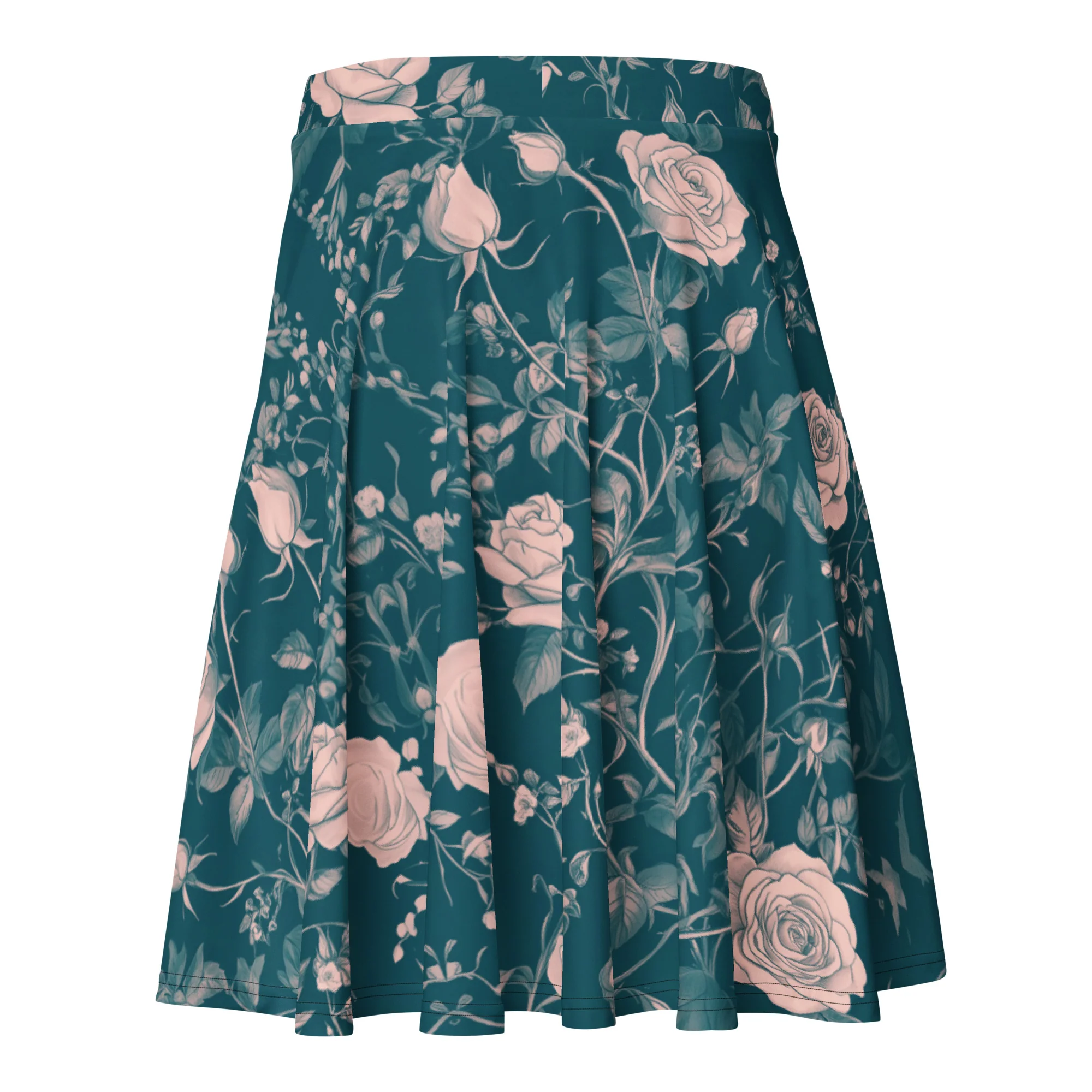 Teal Rose Romance Skater Skirt - Image 3