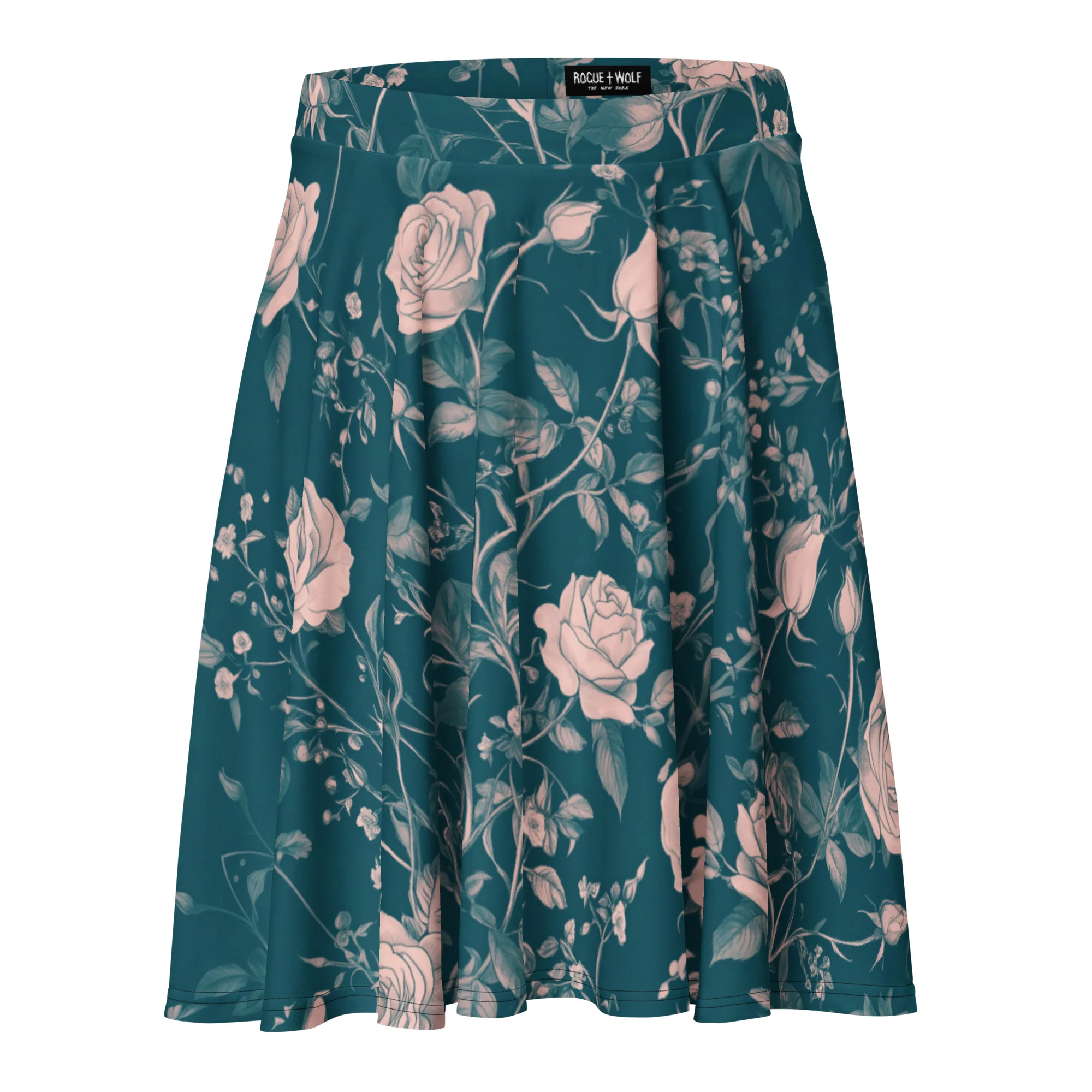 Teal Rose Romance Skater Skirt - Image 4
