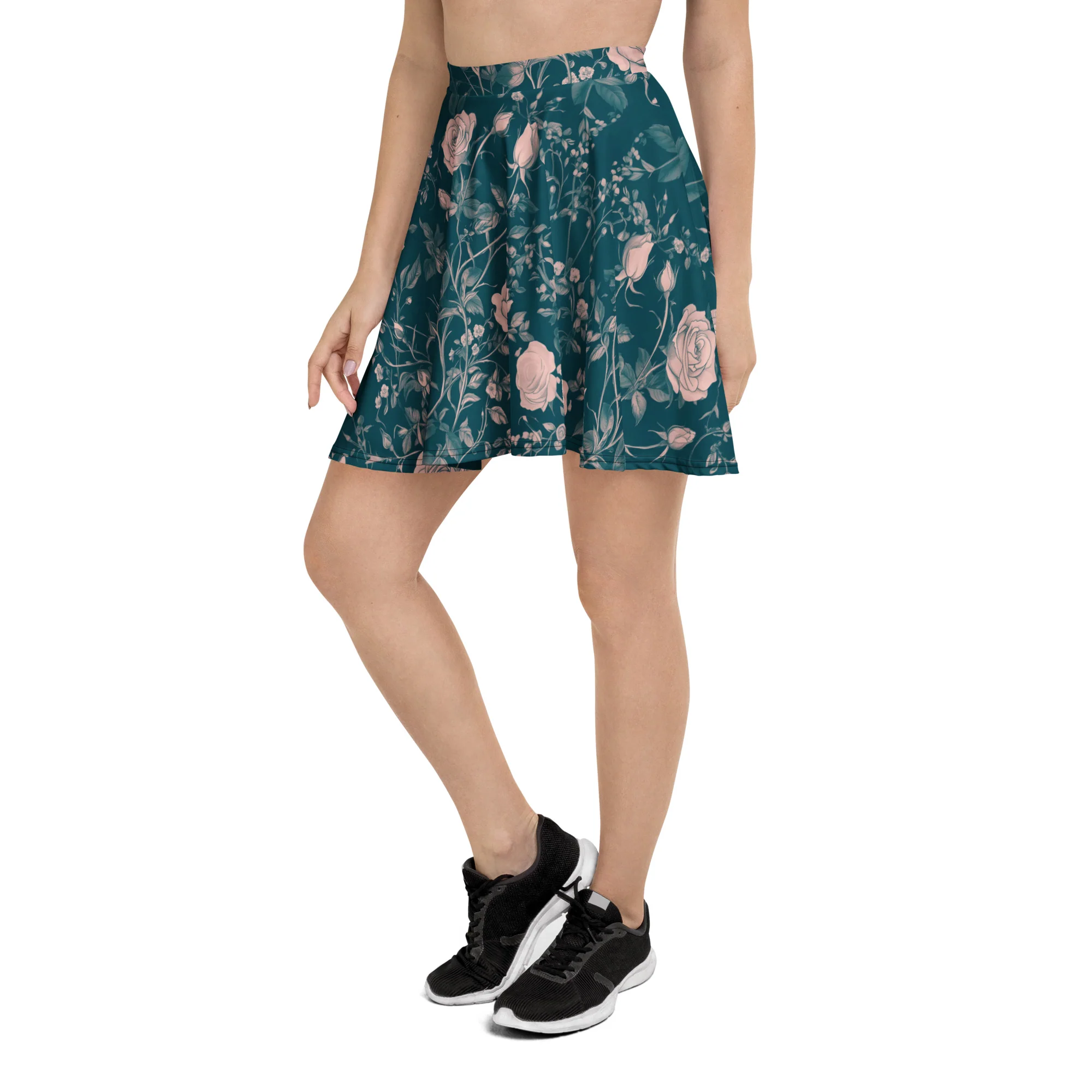 Teal Rose Romance Skater Skirt - Image 7