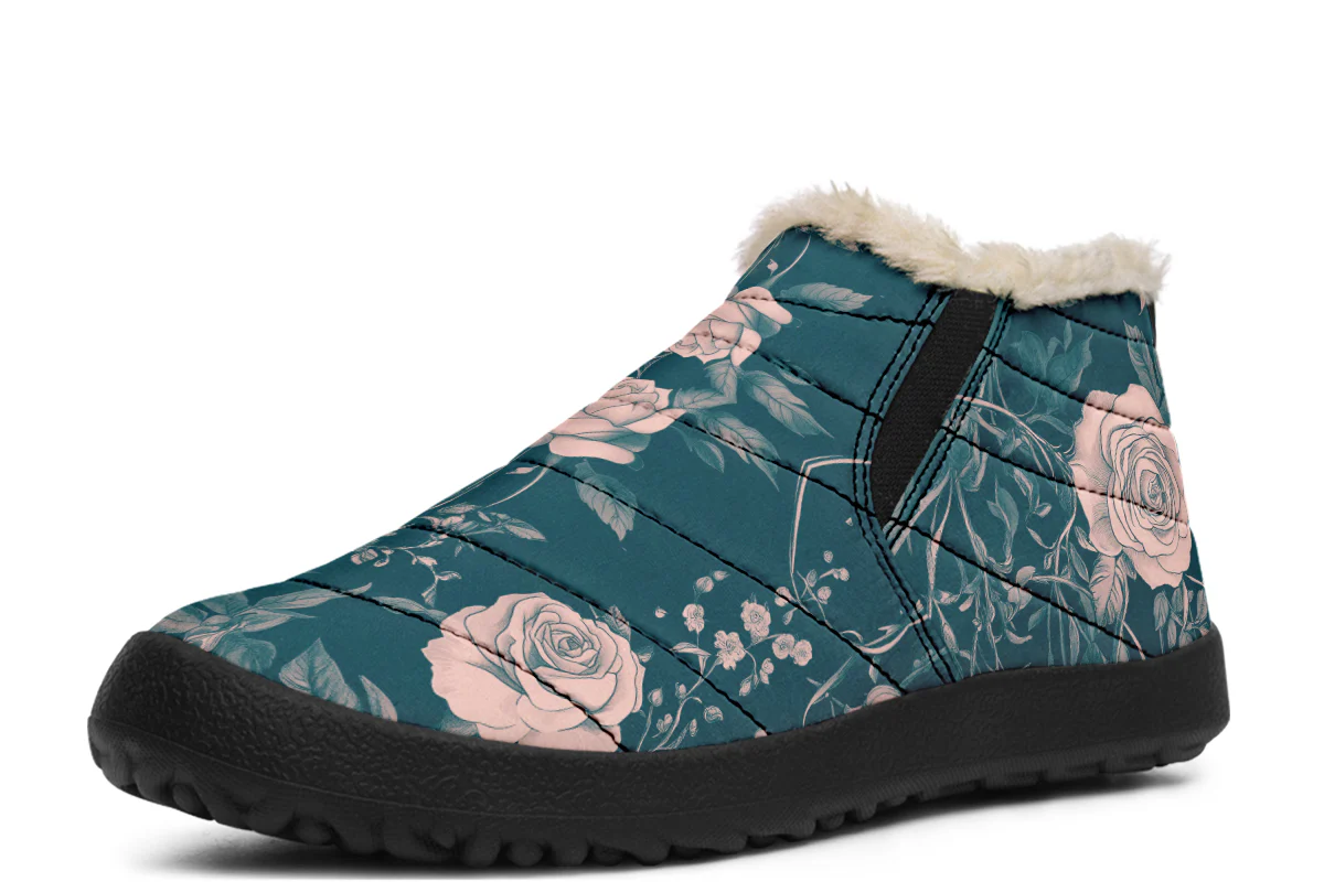 Teal Rose Romance Winter Sneakers - Image 2