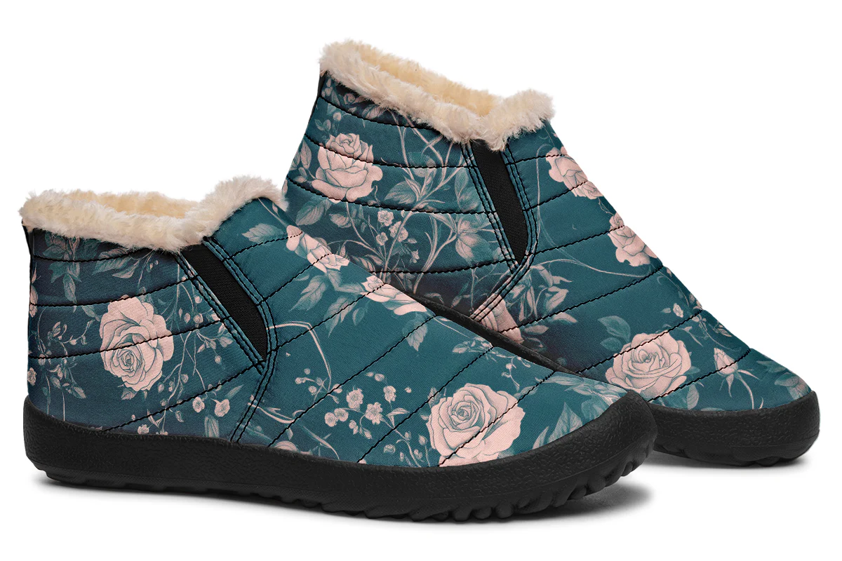Teal Rose Romance Winter Sneakers - Image 6